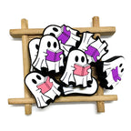 Silicone Focal Beads Halloween White Ghost Reading Book 20pcs 4