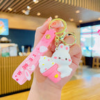Soft Rubber Bunny Ice Cream Keychain Cute Pastel Colors 6