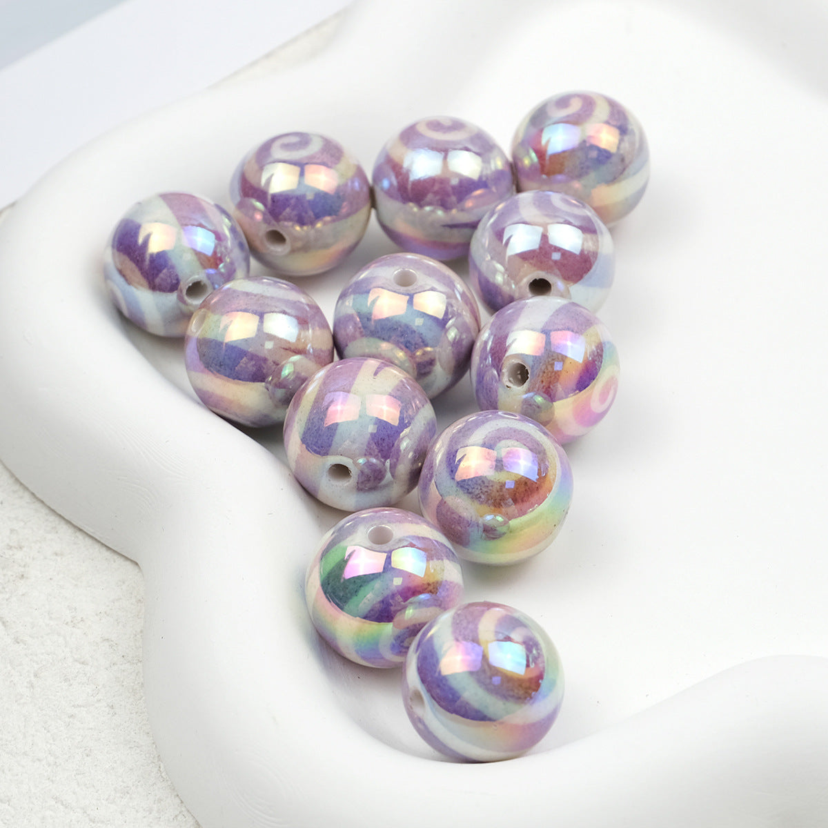 UV Plating Round Acrylic Beads 16mm Lollipop Rotating Pattern 50pcs 5