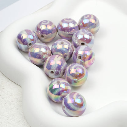 UV Plating Round Acrylic Beads 16mm Lollipop Rotating Pattern 50pcs 5