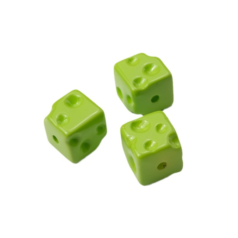 Painted Square Acrylic Beads 14mm Colored Baking Cheese Style 100pcs 2