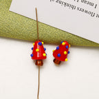 Hand Painted Polka Dot Christmas Tree Lampwork Glass Beads 19mm 4pcs 6