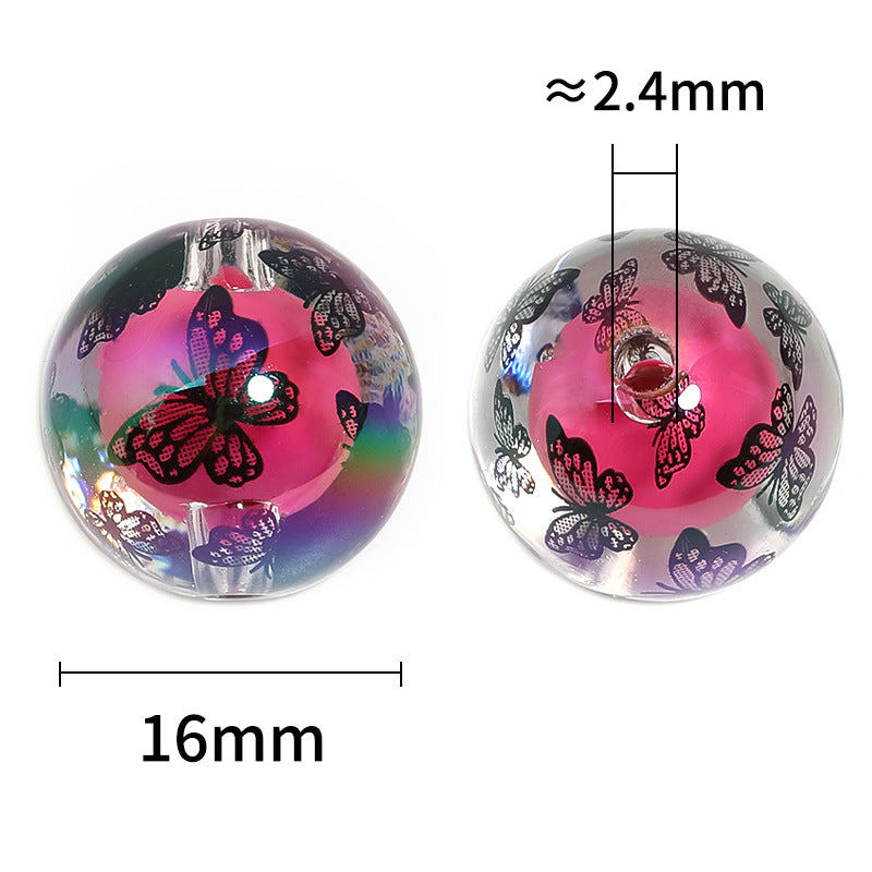 Transparent Butterfly Acrylic Beads 16mm Iridescent Plated 50pcs 3