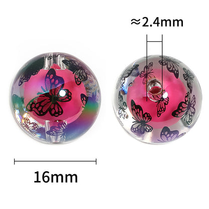 Transparent Butterfly Acrylic Beads 16mm Iridescent Plated 50pcs 3