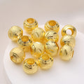 Brass Flower Engraved Metal Beads 10mm Matte Large Hole 50pcs 2