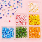Millefiori Plum Flower Glass Beads 6mm Colorful Mixed 20pcs