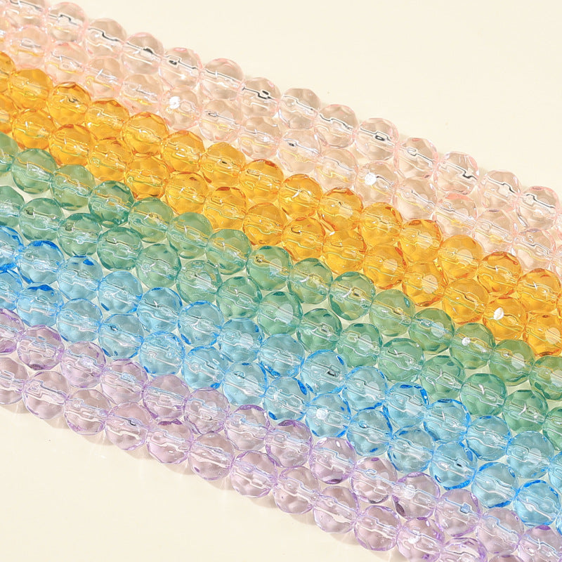 Faceted Round Glass Beads 10mm Clear Pastel Colors 50pcs 4