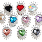 Heart Crown Rhinestone Beads Fancy Faceted Circle Badge 10pcs 5