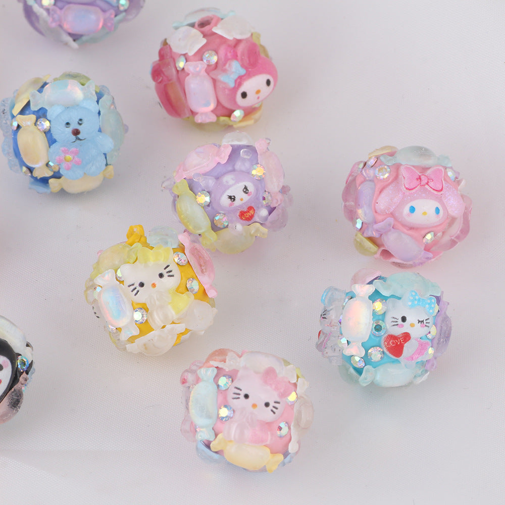 Embellished Round Clay Beads 16mm Cartoon Characters 5pcs 5