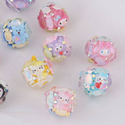 Embellished Round Clay Beads 16mm Cartoon Characters 5pcs 5