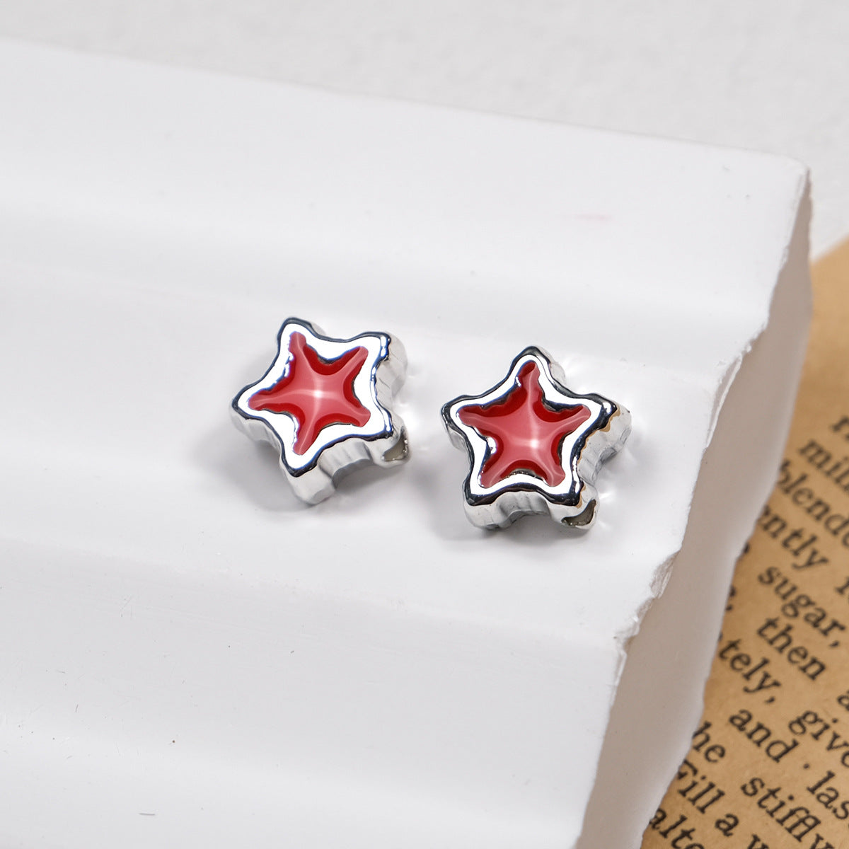 Silver Pixel Heart and Star Acrylic Beads 11mm Mixed Shapes 50pcs 23