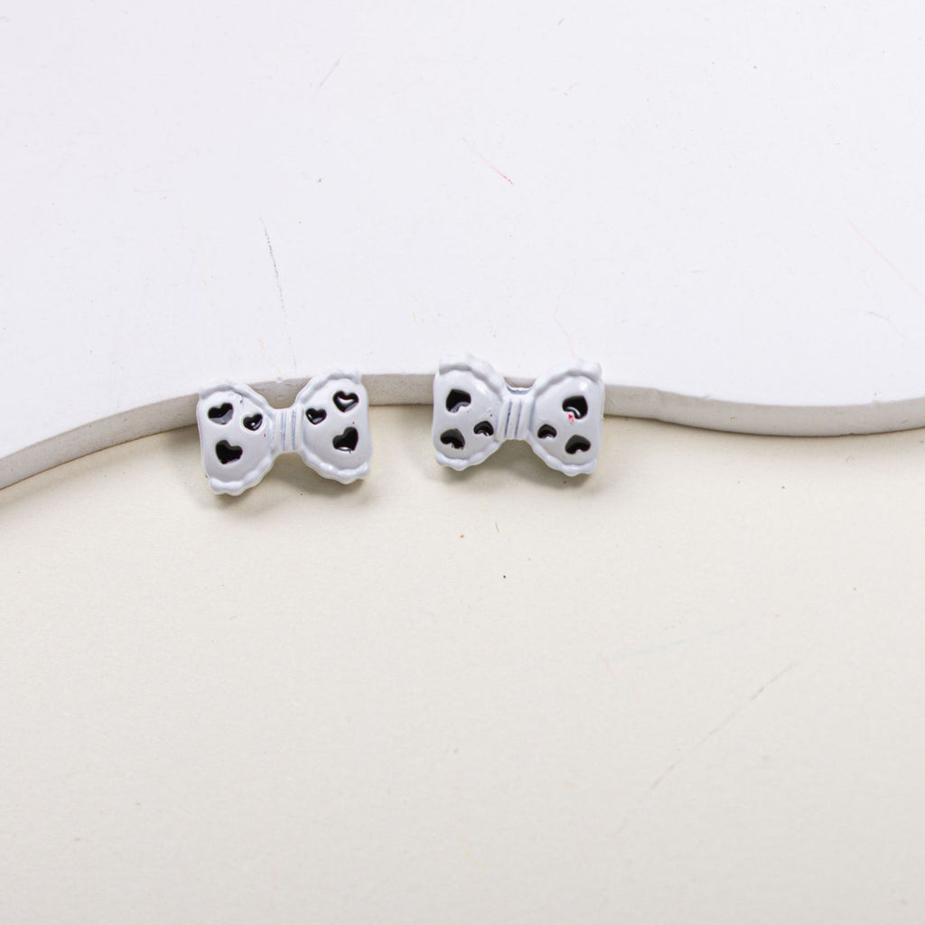Painted Alloy Metal Beads Black and White Enamel Baking Style 10pcs 3