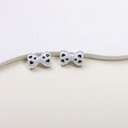 Painted Alloy Metal Beads Black and White Enamel Baking Style 10pcs 3
