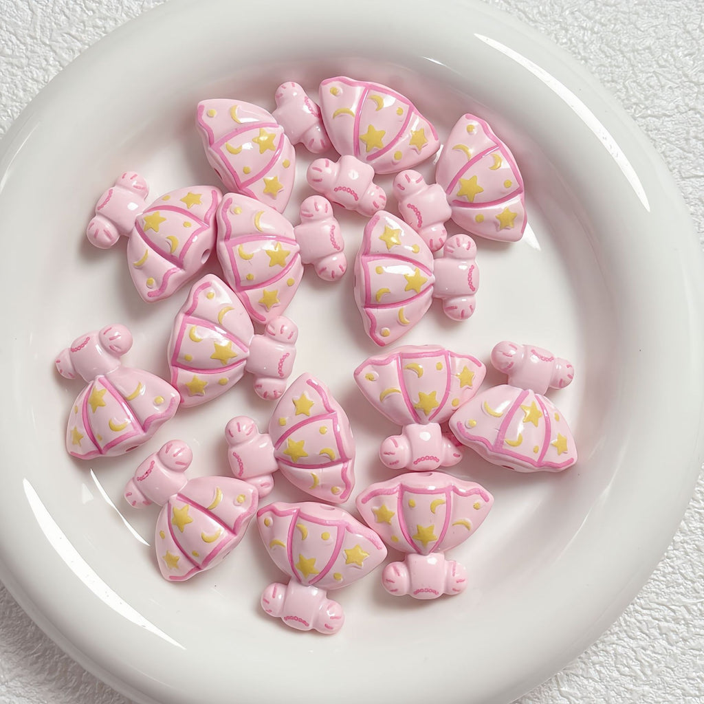 Painted Dress Acrylic Beads 26mm Colorful Assorted 5pcs 6