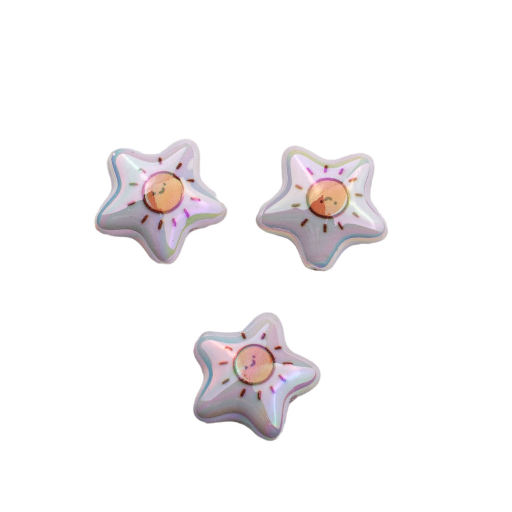 UV Plating Star Acrylic Beads 20mm White Printed 50pcs 5