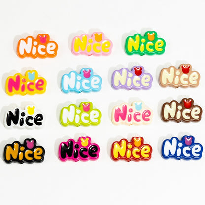 Plating Acrylic Flat Beads English Word Glossy Finish 10pcs 10
