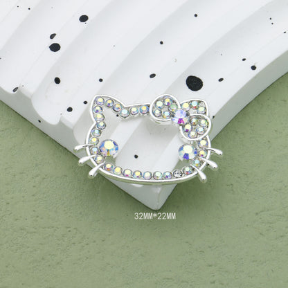 Cute Cartoon Hello Kitty Butterfly Alloy Bead Frames Colored Diamond 10pcs 8