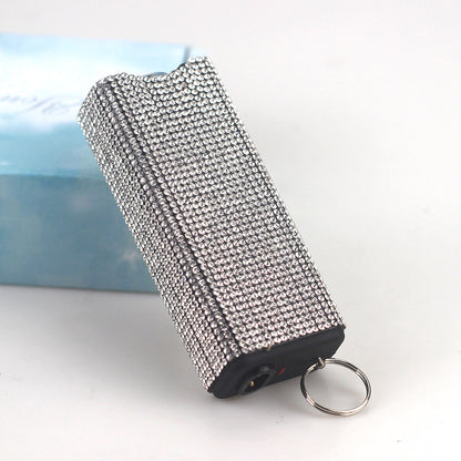 Rhinestone Self Defense Keychain Rechargeable Flashlight Electric Shock 23
