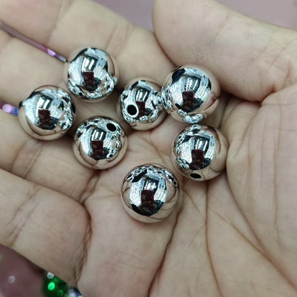 Plating Round Acrylic Beads 16mm Metallic Color Mirror Shine 100pcs 3