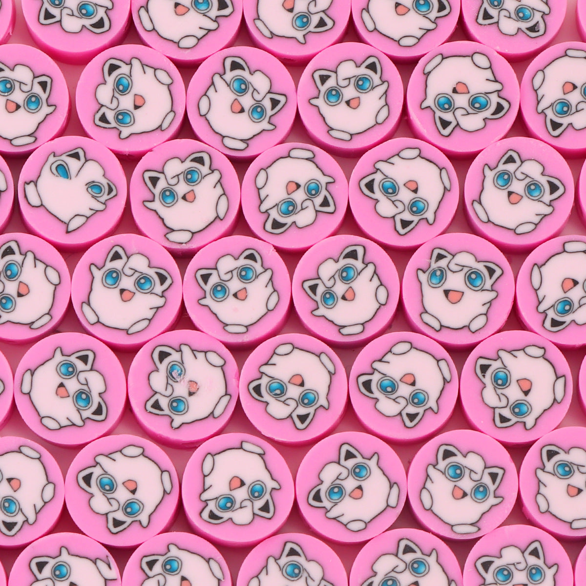 Flat Clay Beads 9mm Pokemon Series Colorful Character Faces 100pcs 13
