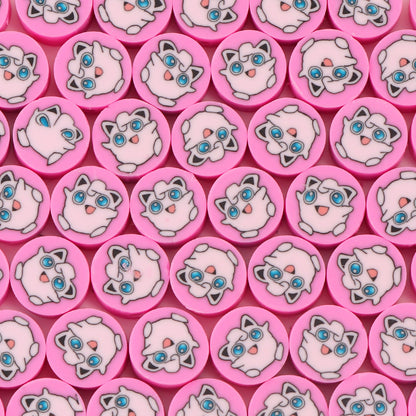 Flat Clay Beads 9mm Pokemon Series Colorful Character Faces 100pcs 13