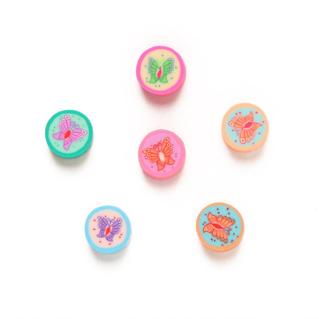 Butterfly Clay Beads 9mm Colorful Pattern Polymer 100pcs 3