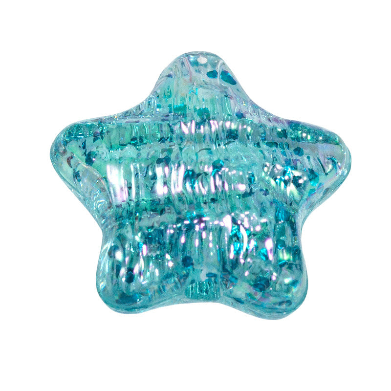 Glitter Wrinkle Star Acrylic Beads 19mm Colorful Mixed 20pcs 11