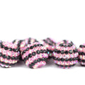 Rhinestone Bubblegum Beads 16-22mm Pink with Black Striped Resin 5pcs