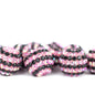 Rhinestone Bubblegum Beads 16-22mm Pink with Black Striped Resin 5pcs