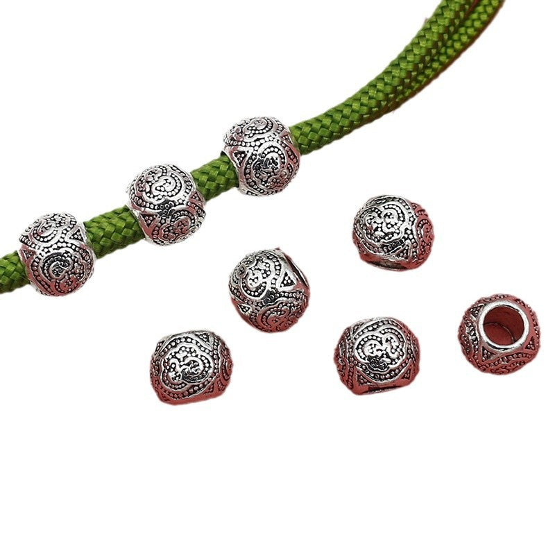 Tibetan Metal Beads 10mm Vintage Matte Pattern Large Hole Zinc Alloy 20pcs 5