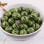 Printed Round Acrylic Beads 16mm Watermelon Design 50pcs 2