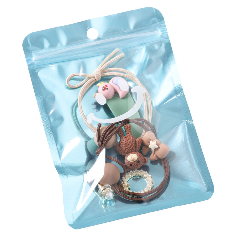 Transparent Smiling Face Printed Aluminum Film Zip Lock Bags 10x15cm 10pcs 3