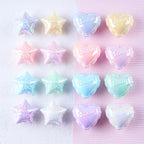 UV Plating Balloon Shaped Heart Star Acrylic Beads 25mm Glossy Pastel 50pcs 2