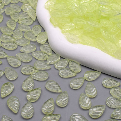 Vintage Czech Glass Leaf Glass Beads 11x18mm 100pcs 18