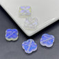 Transparent Clover Shape Glass Beads 14mm Soft Smoky Blue 100pcs 12