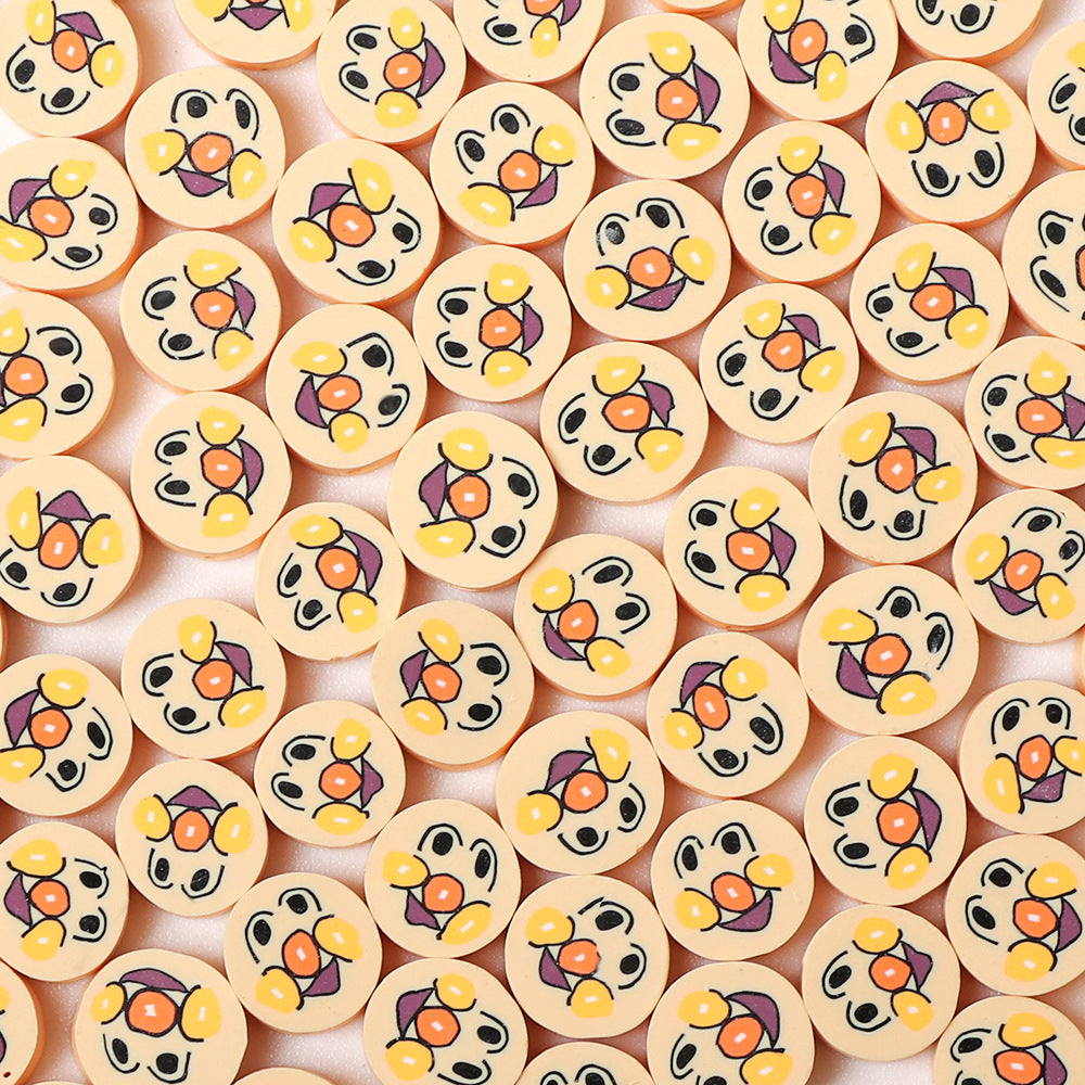 Flat Clay Beads 10mm Anime Character Bean Bun Man Polymer 100pcs