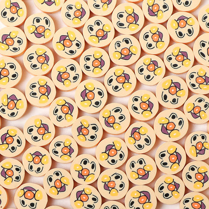 Flat Clay Beads 10mm Anime Character Bean Bun Man Polymer 100pcs