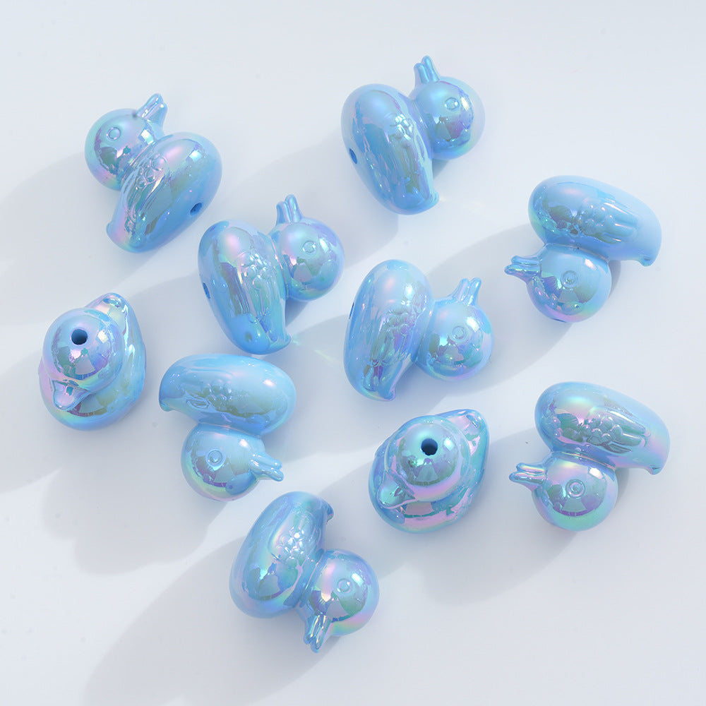 Plating Duck Acrylic Beads 22mm Glossy Iridescent 10pcs 11