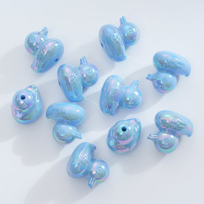 Plating Duck Acrylic Beads 22mm Glossy Iridescent 10pcs 11