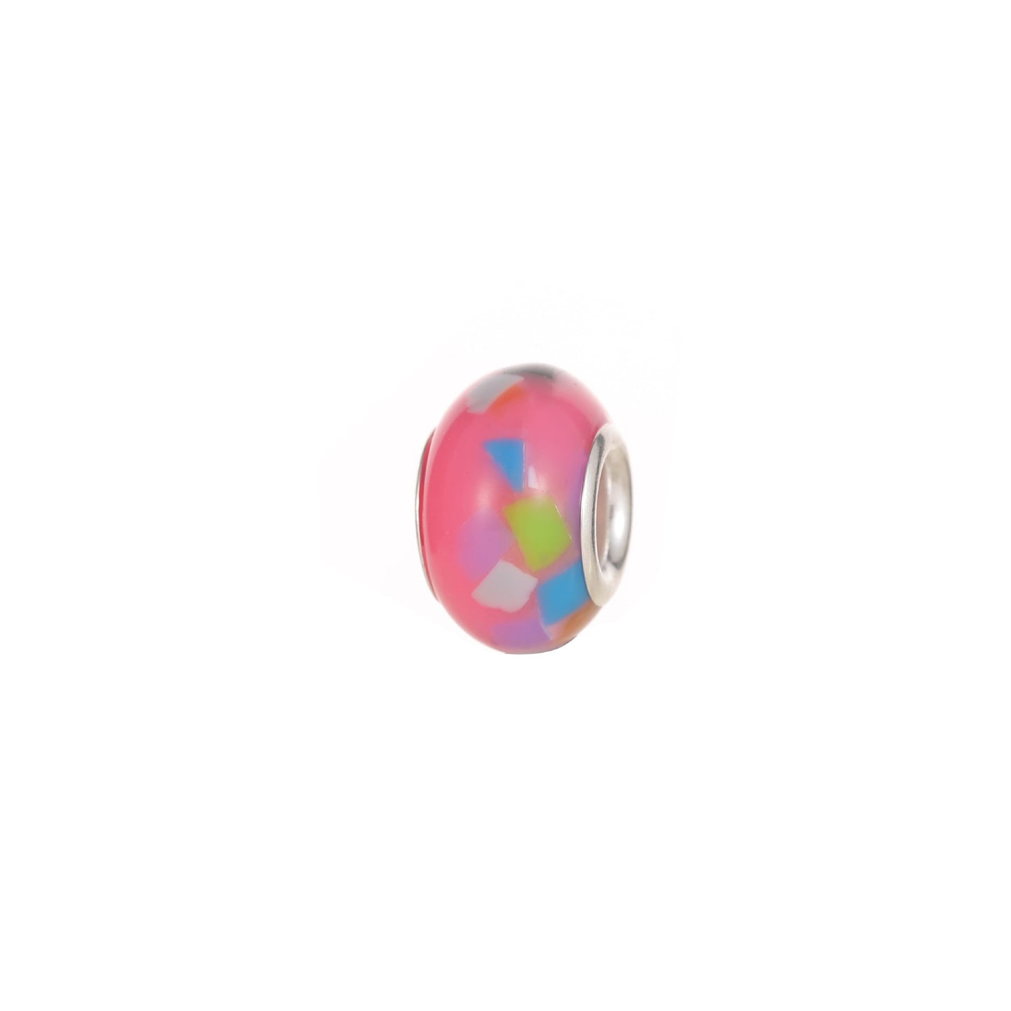 Glass Large Hole Spacer Beads 14mm Rainbow Candy Section Striped 20pcs 19