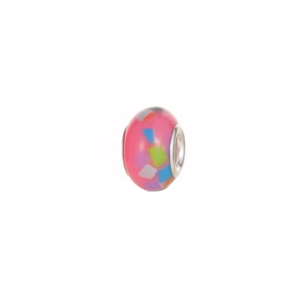 Glass Large Hole Spacer Beads 14mm Rainbow Candy Section Striped 20pcs 19