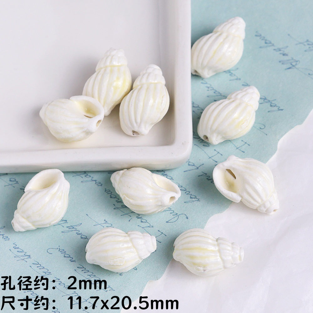 Coffee Color Ocean Creatures Ceramic Beads Hand Painted 5pcs 11