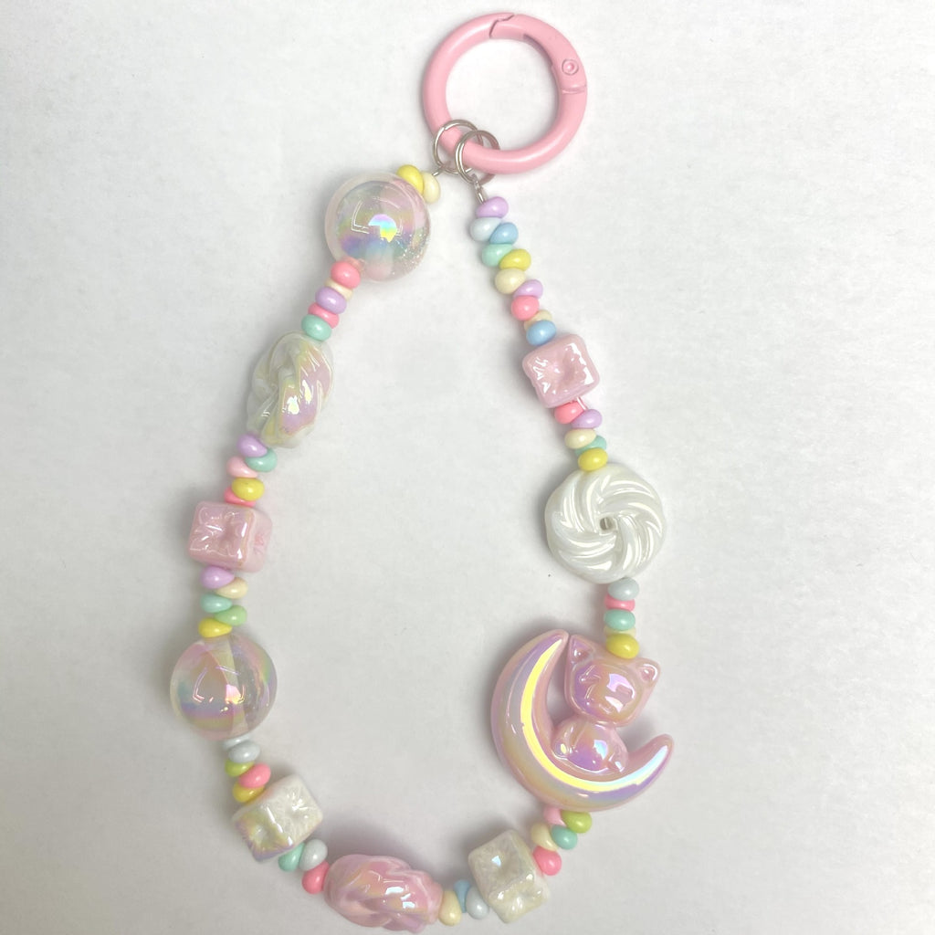 UV Plating Moon Cat Acrylic Beads 26mm Iridescent Pastel 50pcs 3