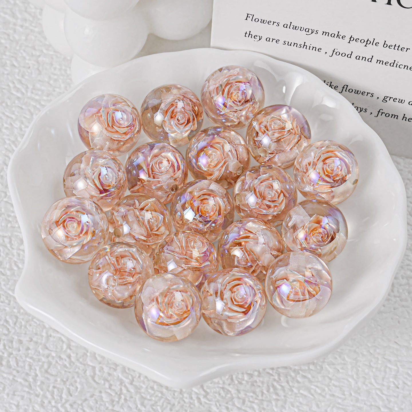 Twilight Rose Resin Beads 16mm Round Mixed Colors 20pcs 8
