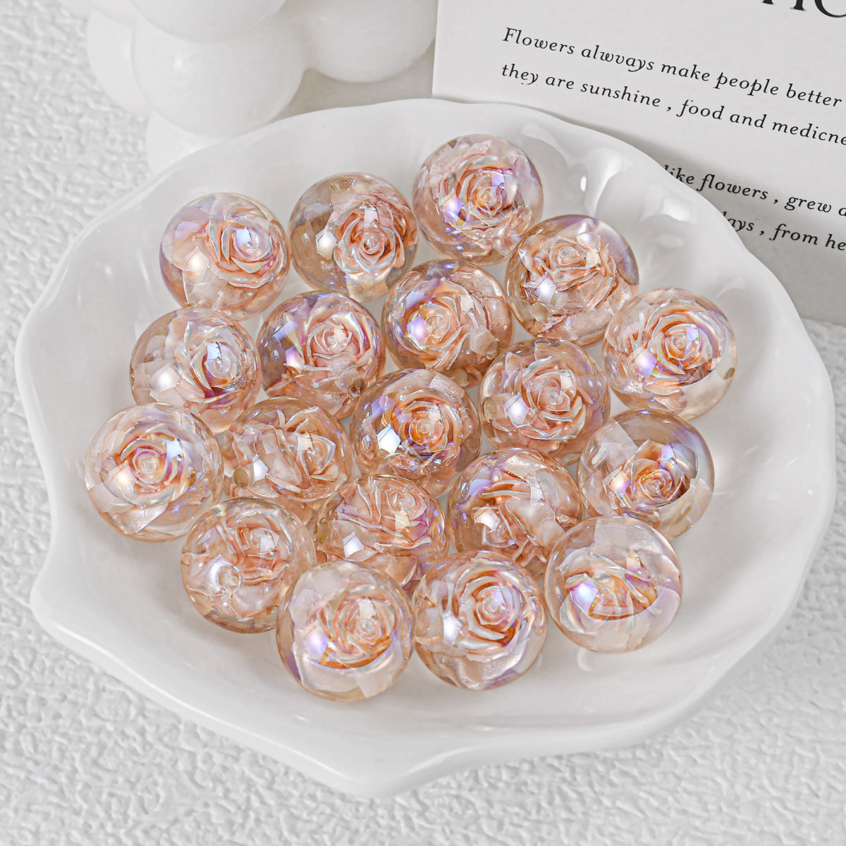 Twilight Rose Resin Beads 16mm Round Mixed Colors 20pcs 8