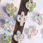 Rhinestone Encrusted Cactus Rhinestone Beads 23mm Alloy 2pcs 2