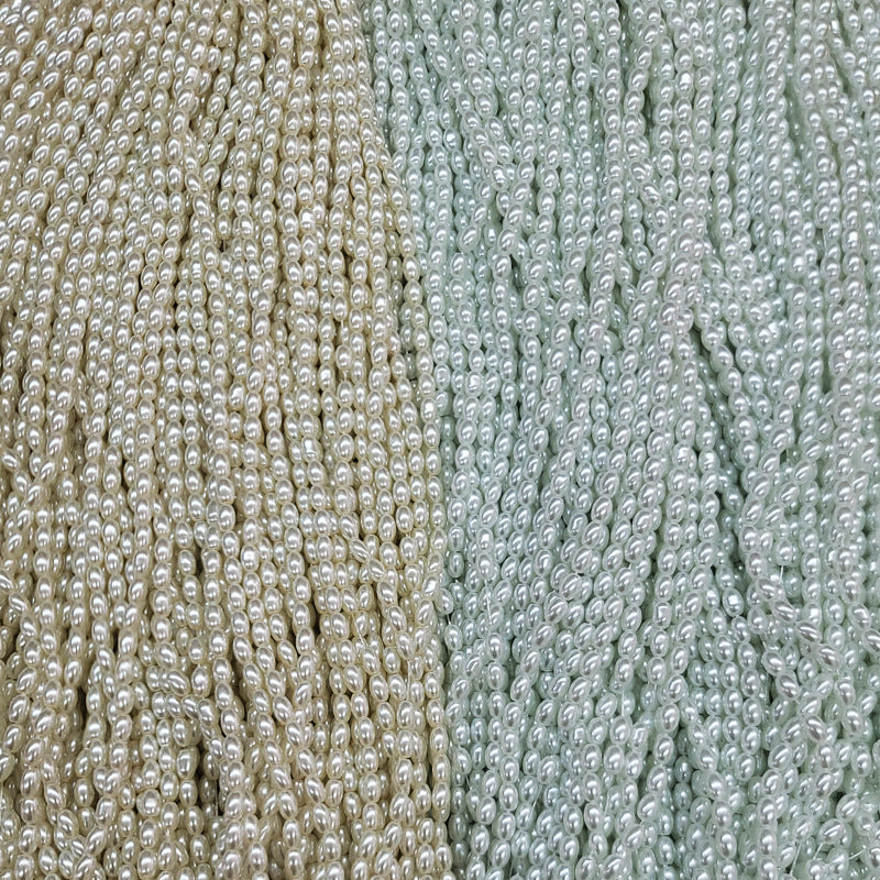 Oval Pearl Glass Beads 4mm 6mm 8mm Cream Pale Mint Smooth Finish