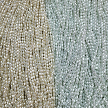 Oval Pearl Glass Beads 4mm 6mm 8mm Cream Pale Mint Smooth Finish