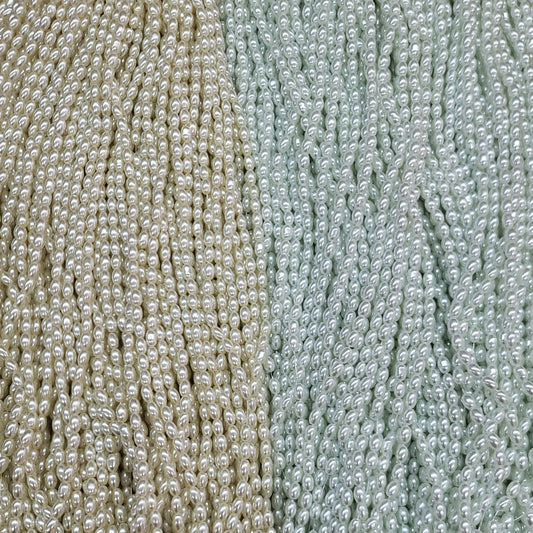 Oval Pearl Glass Beads 4mm 6mm 8mm Cream Pale Mint Smooth Finish