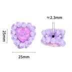 Heart Clay Beads 25mm Tiny Rose Wrapped Rhinestone 10pcs 4